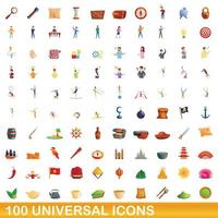 100 universele iconen set, cartoon stijl vector