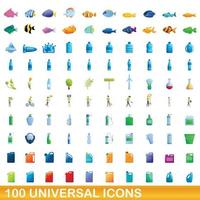 100 universele iconen set, cartoon stijl vector