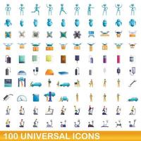 100 universele iconen set, cartoon stijl vector