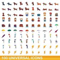 100 universele iconen set, cartoon stijl vector