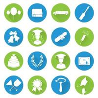 afstuderen vieren pictogram vector set