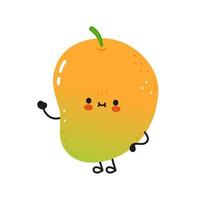leuk grappig mangokarakter. vector hand getekend cartoon kawaii karakter illustratie pictogram. geïsoleerd op een witte achtergrond. mango karakter concept