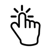 muis cursor hand pictogram zwarte lijn teken vector