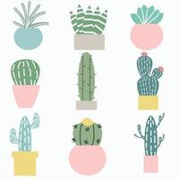 schattige cactus doodle vector set