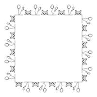 vierkant frame met kattengezichten en ballonnen. geïsoleerd frame op een witte achtergrond voor uw ontwerp. vector