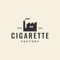 sigarettenindustrie fabriek hipster logo ontwerp vector grafisch symbool pictogram illustratie creatief idee