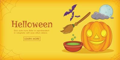 halloween magische horizontale banner, cartoon-stijl vector