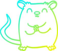 koude gradiënt lijntekening cartoon gelukkige muis vector