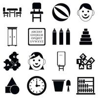 kleuterschool iconen set, eenvoudige stijl vector