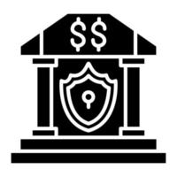 glyph-pictogram voor bankbeveiliging vector