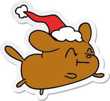 kerst sticker cartoon van kawaii hond vector