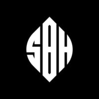 sbh cirkel letter logo-ontwerp met cirkel en ellipsvorm. sbh ellipsletters met typografische stijl. de drie initialen vormen een cirkellogo. sbh cirkel embleem abstracte monogram brief mark vector. vector