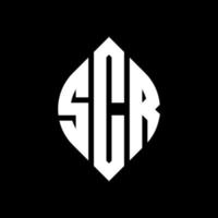 scr cirkel letter logo ontwerp met cirkel en ellipsvorm. scr ellipsletters met typografische stijl. de drie initialen vormen een cirkellogo. scr cirkel embleem abstracte monogram brief mark vector. vector