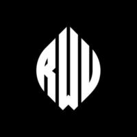 rwu cirkel letter logo ontwerp met cirkel en ellipsvorm. rwu ellipsletters met typografische stijl. de drie initialen vormen een cirkellogo. rwu cirkel embleem abstracte monogram brief mark vector. vector