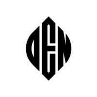 oen cirkel letter logo ontwerp met cirkel en ellipsvorm. oen ellipsletters met typografische stijl. de drie initialen vormen een cirkellogo. oen cirkel embleem abstracte monogram brief mark vector. vector