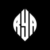 rya cirkel letter logo-ontwerp met cirkel en ellipsvorm. rya ellipsletters met typografische stijl. de drie initialen vormen een cirkellogo. rya cirkel embleem abstracte monogram brief mark vector. vector