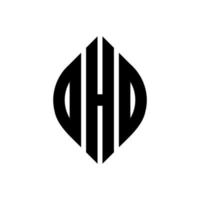 ohd cirkel letter logo-ontwerp met cirkel en ellipsvorm. ohd ellipsletters met typografische stijl. de drie initialen vormen een cirkellogo. ohd cirkel embleem abstracte monogram brief mark vector. vector