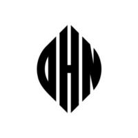 ohn cirkel letter logo-ontwerp met cirkel en ellipsvorm. ohn ellipsletters met typografische stijl. de drie initialen vormen een cirkellogo. ohn cirkel embleem abstracte monogram brief mark vector. vector