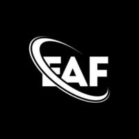 eaf-logo. eef brief. eaf brief logo ontwerp. initialen eaf logo gekoppeld aan cirkel en hoofdletter monogram logo. eaf typografie voor technologie, zaken en onroerend goed merk. vector