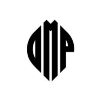 omp cirkel letter logo ontwerp met cirkel en ellipsvorm. omp ellipsletters met typografische stijl. de drie initialen vormen een cirkellogo. omp cirkel embleem abstracte monogram brief mark vector. vector