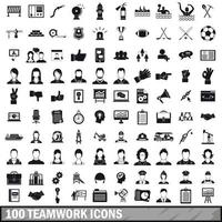 100 teamwerkpictogrammen in eenvoudige stijl vector