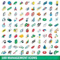 100 management iconen set, isometrische 3D-stijl vector