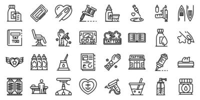 tattoo studio iconen set, Kaderstijl vector