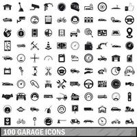 100 garage iconen set, eenvoudige stijl vector