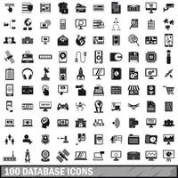 100 database iconen set, eenvoudige stijl vector