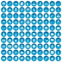 100 misdaadonderzoek iconen set blauw vector