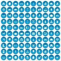 100 boerderij iconen set blauw vector