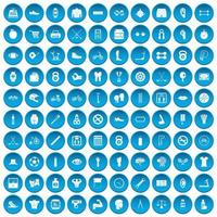 100 kettlebell iconen set blauw vector