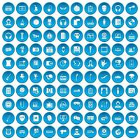 100 microfoon iconen set blauw vector