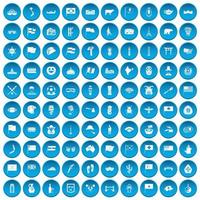 100 nationale vlag iconen set blauw vector