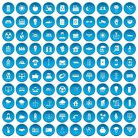 100 zonne-energie iconen set blauw vector