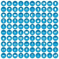 100 stadionpictogrammen blauw ingesteld vector