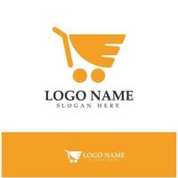 e-commerce logo en online winkel logo-ontwerp met modern concept vector