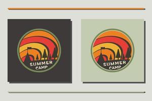 kamp en zon voor hipster avontuur logo-ontwerp vector