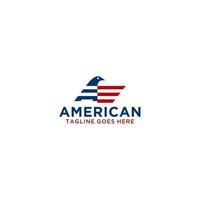 Amerikaanse vlag embleem vleugels logo ontwerp vector