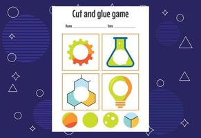 knip en lijm spel voor kinderen. knipoefening voor kleuters. educatief papierspel voor kinderen vector