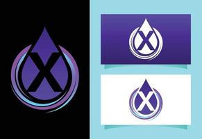 eerste x monogram alfabet met waterdruppel in een spiraal. waterdrop logo vector ontwerpsjabloon. lettertype embleem. modern vectorlogo voor bedrijfs- en bedrijfsidentiteit