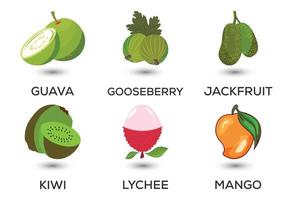 set van fruit. verschillende kleurrijke vruchten. vers voedsel, gezond eetconcept. vector illustratie
