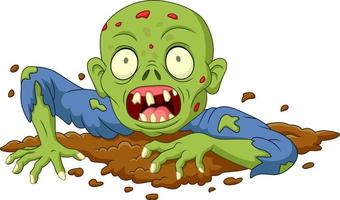 cartoon zombie uit de grond geïsoleerd op een witte achtergrond vector