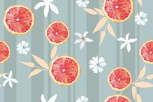 naadloze patroon van mandarijnen met waterverf voor luxe stof en behang, vintage style.and bloemen, stengels en bladeren. segment van orange.citrusvruchten. vector