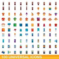 100 universele iconen set, cartoon stijl vector