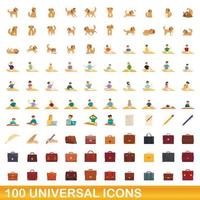 100 universele iconen set, cartoon stijl vector