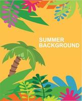 zomer achtergrond met kokospalm en tropische planten thema vector