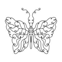 hand getekende illustratie van een vlinder. overzicht doodle vector afdrukken geïsoleerd op wit. antistress kleurplaat voor volwassenen in zen tangle-stijl