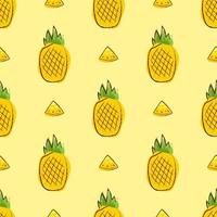 naadloos patroon met ananas op gele achtergrond vector