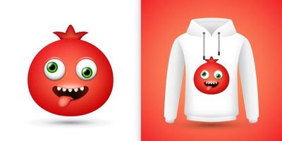 granaatappel op witte sweatshirt hoodie. vector